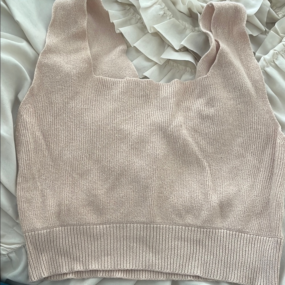 Beige cotton crop top